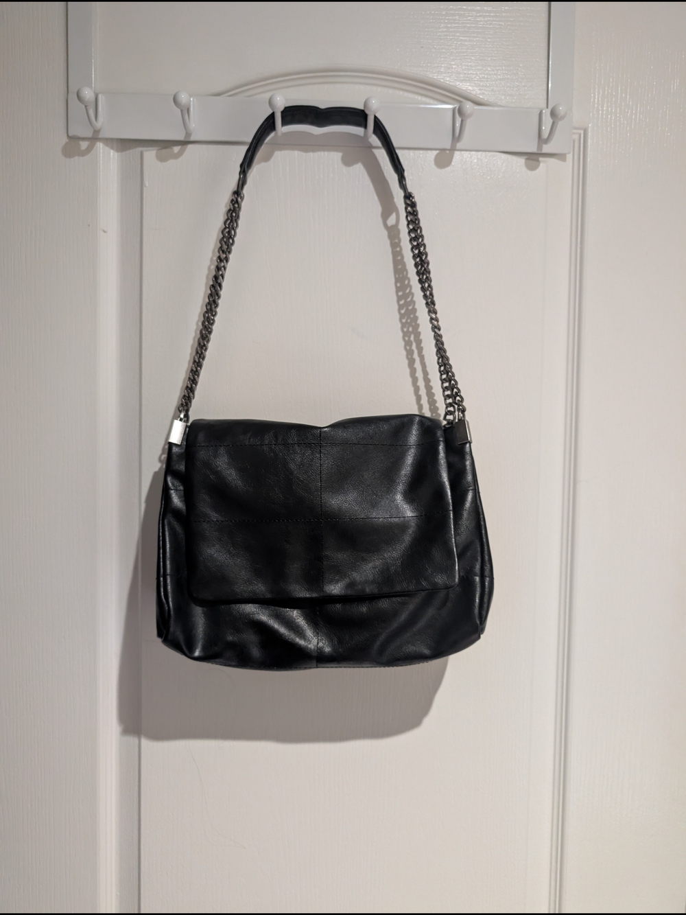 ZARA Black Leather Shoulder Bag with Chain Strap